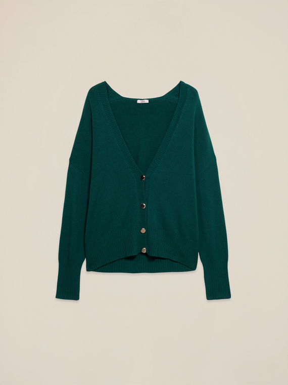 Cardigan mit V-Ausschnitt und goldenen Kn&ouml;pfen