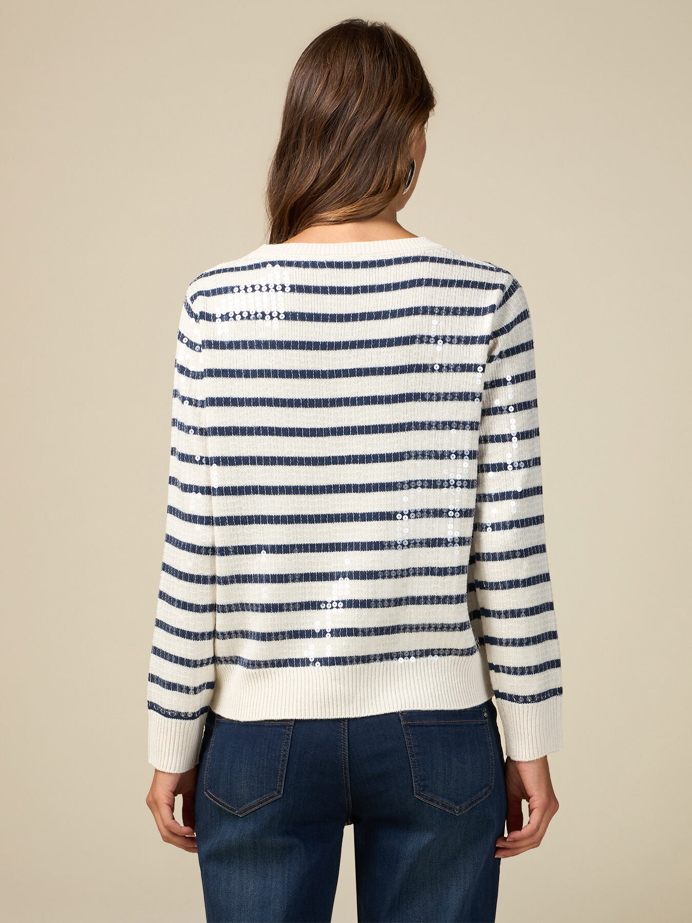 Gestreifter Pullover mit Pailletten image number 1
