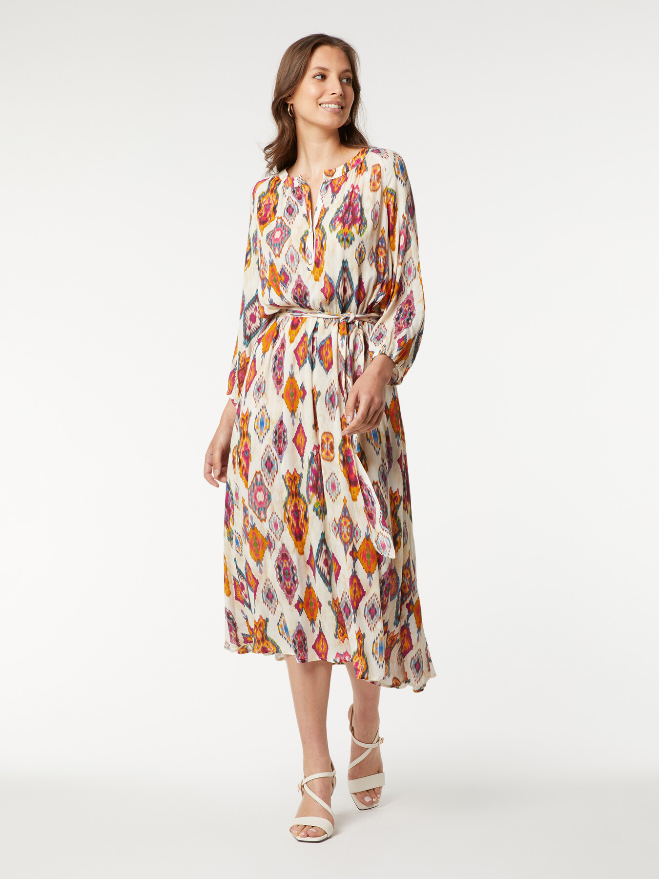Midi-Kleid aus gemustertem Creponne image number 0