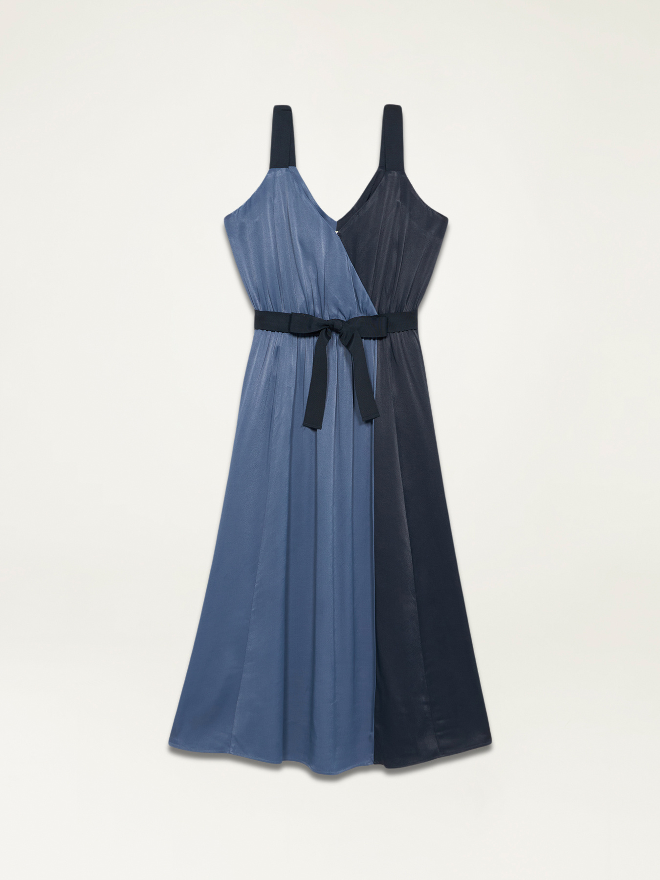 Zweifarbiges Kleid aus Viskosesatin image number 4