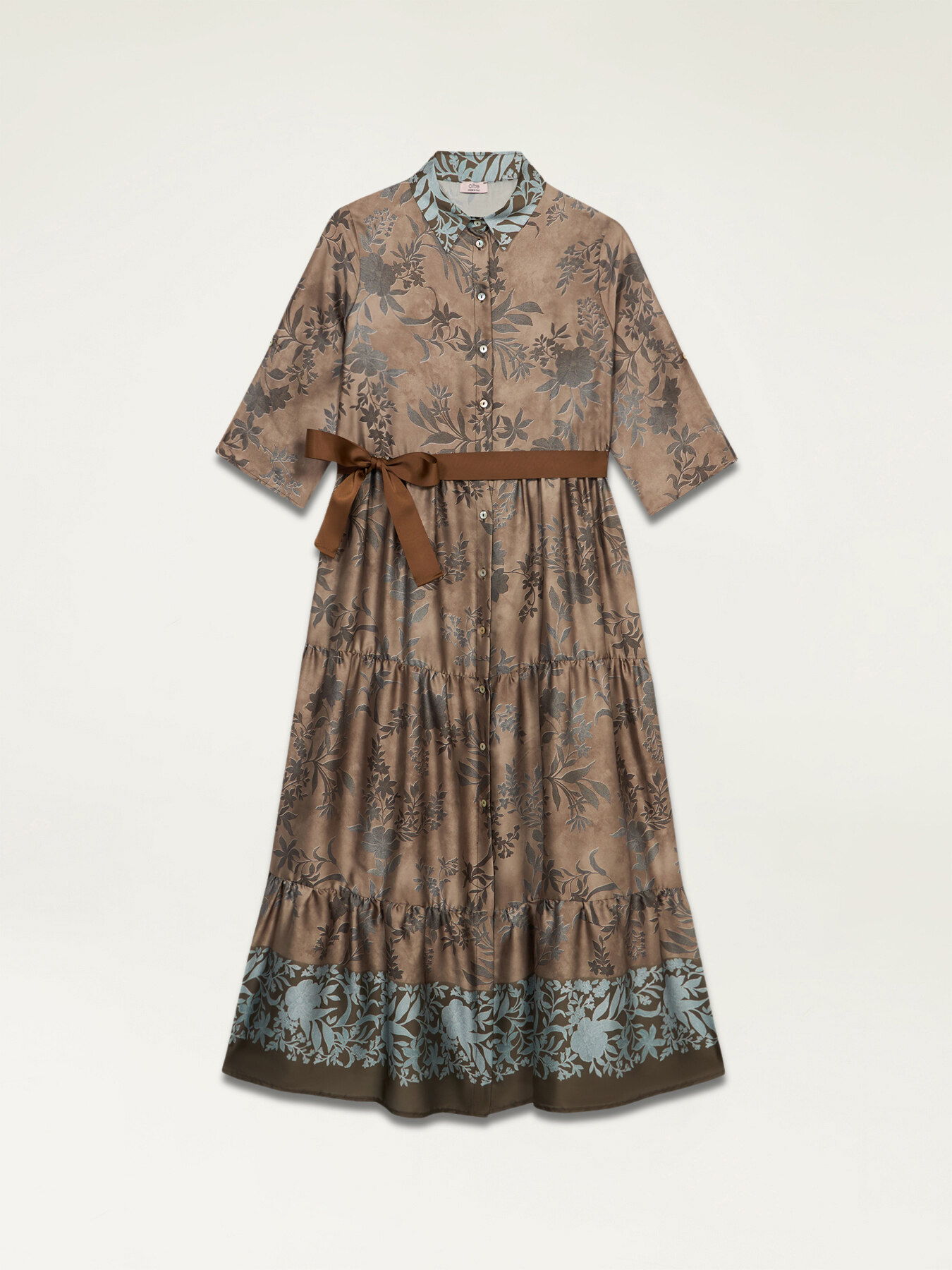 Patterned satin chemisier dress image number 4