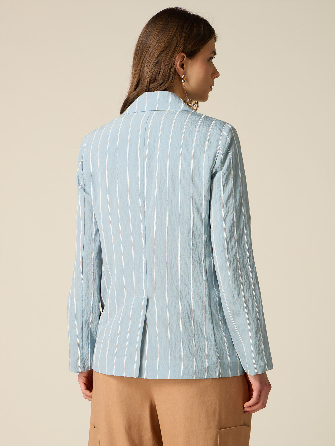 Unstrukturierte Jacke aus Nadelstreifenstoff mit Knittereffekt image number 1