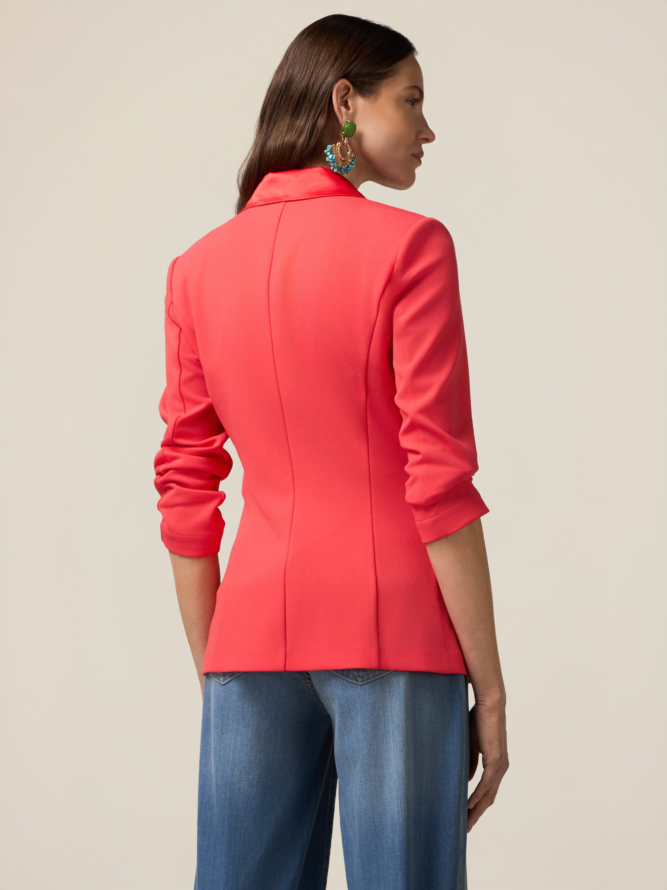 Double-breasted blazer in crepe fabric image number 1