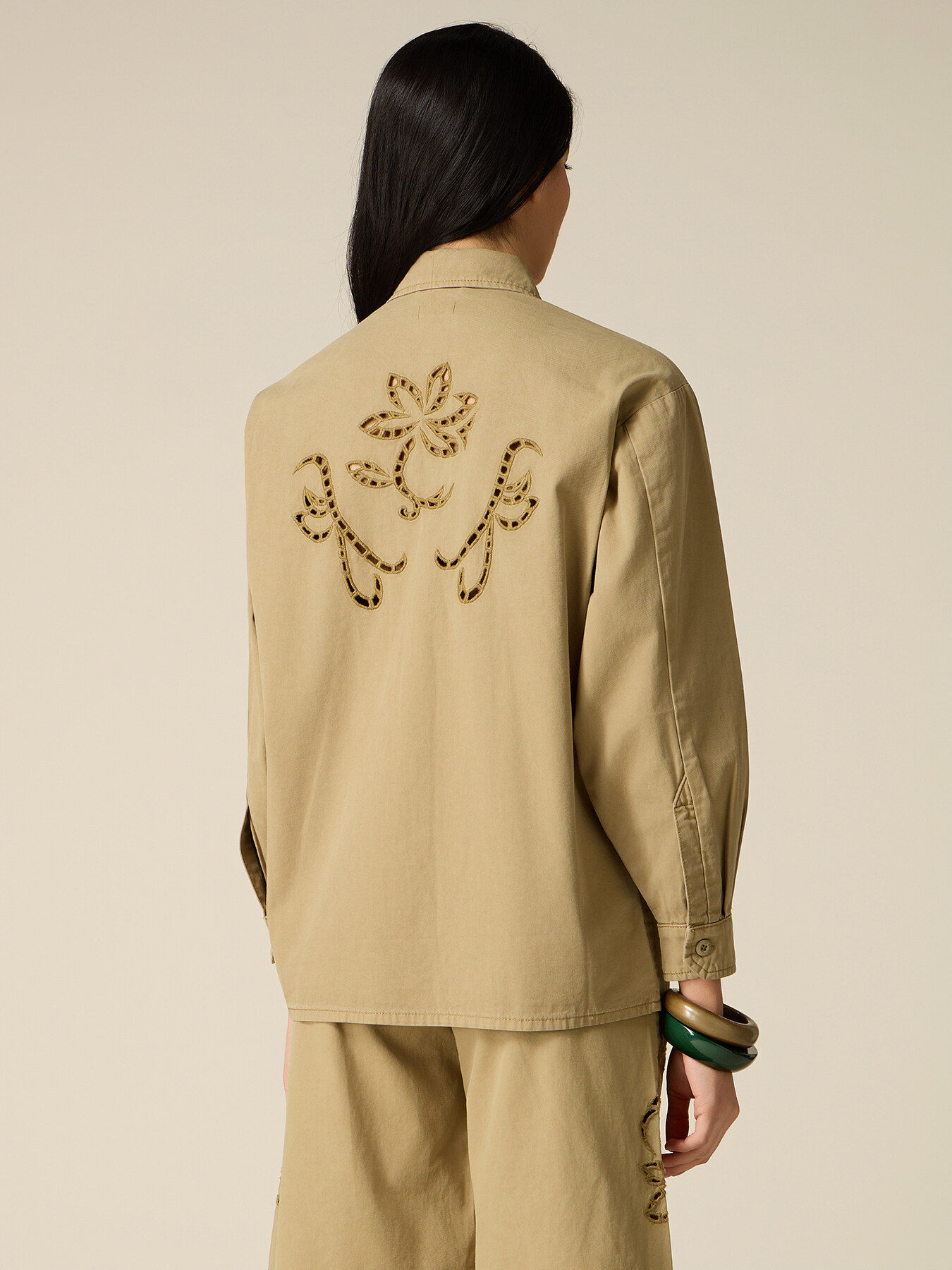 Camicia in cotone con ricami see-through image number 1