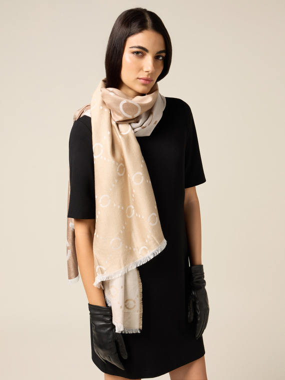 Scarf with geometric embroidery