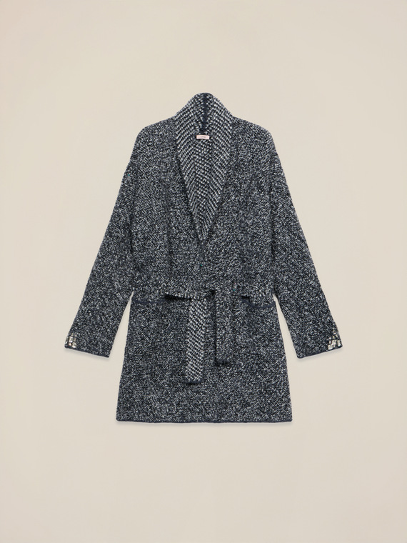 Knitted cardigan with belt