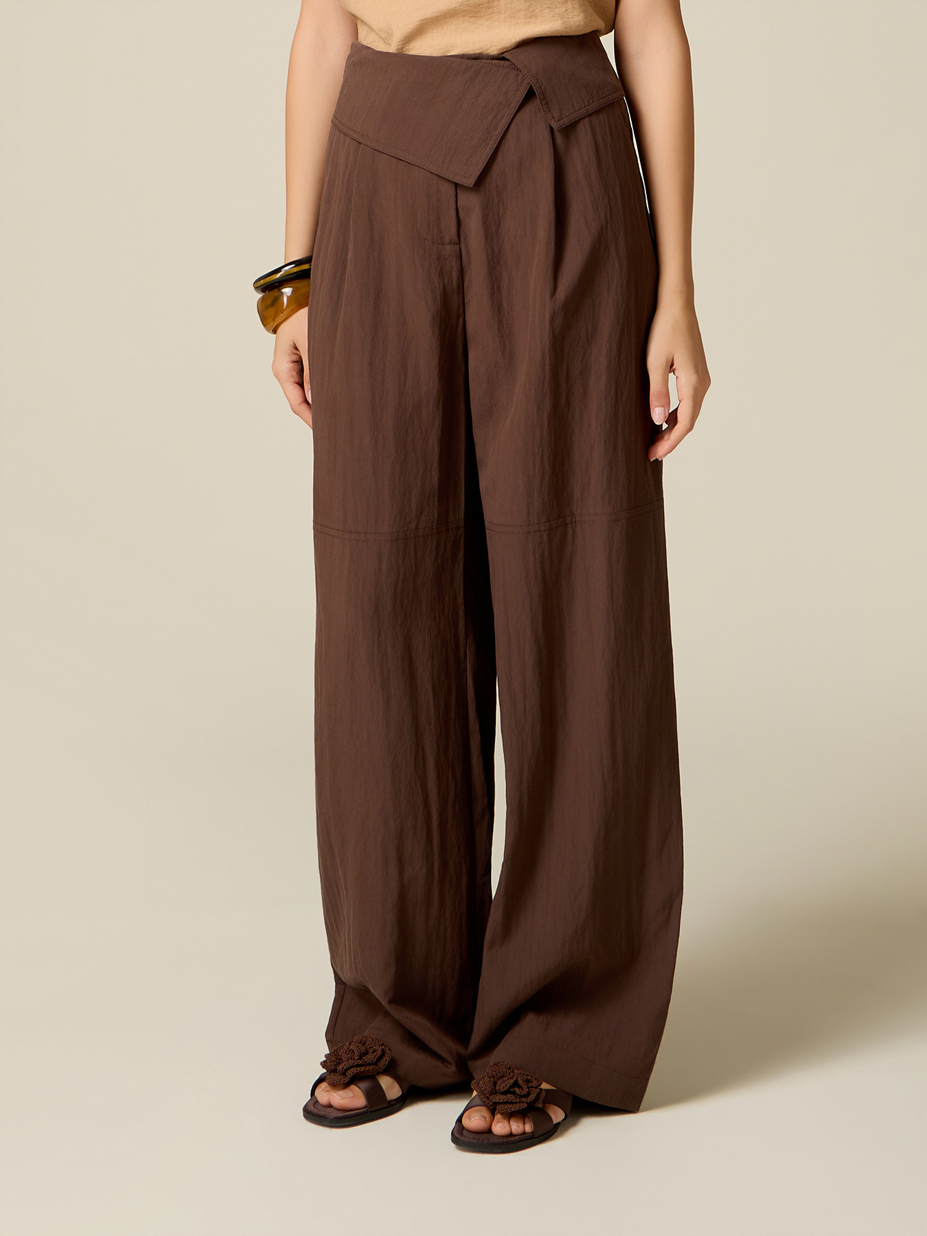 Palazzo pants with folded waistband image number 3