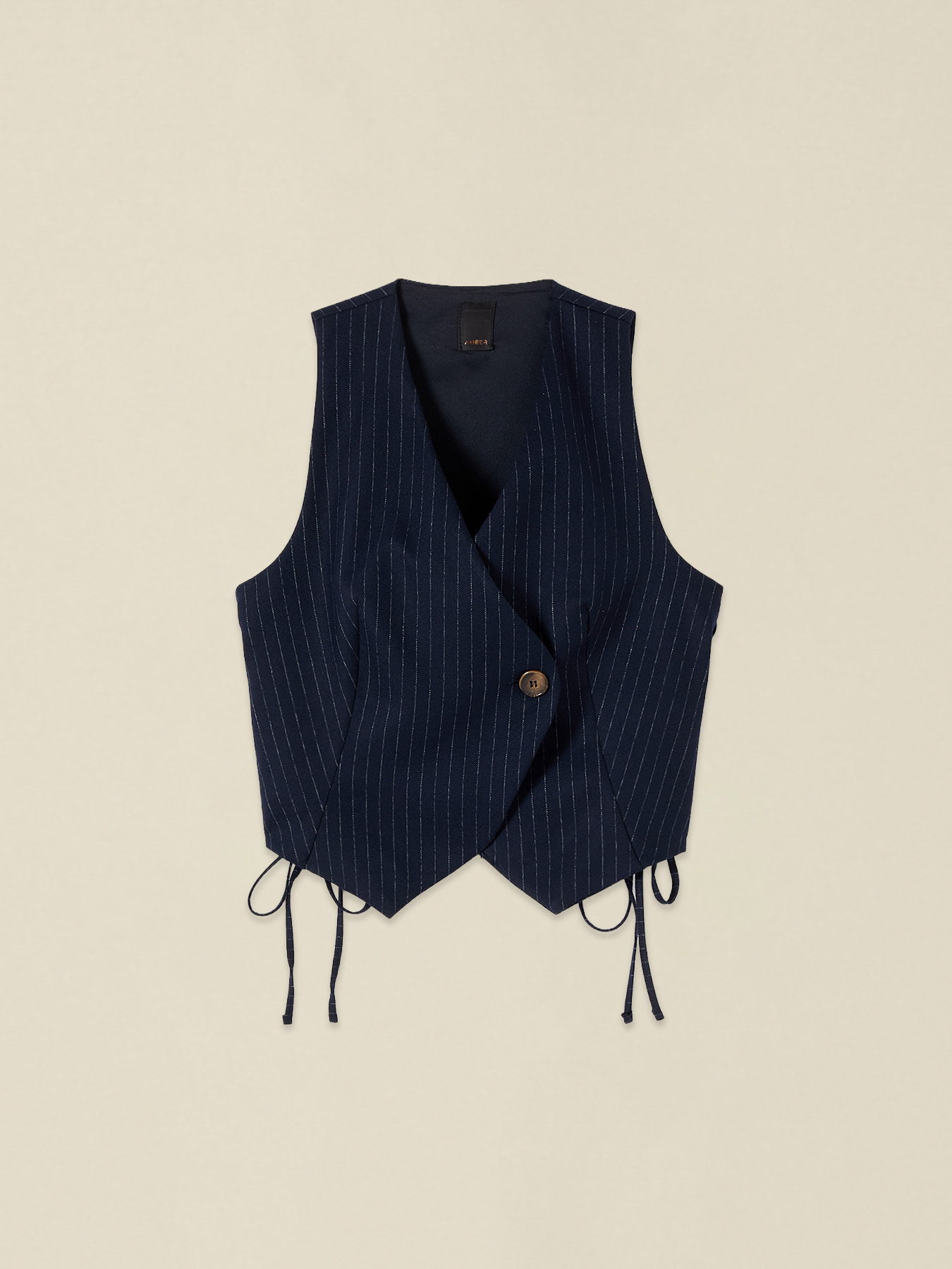 Short pinstripe vest with ribbons image number 3