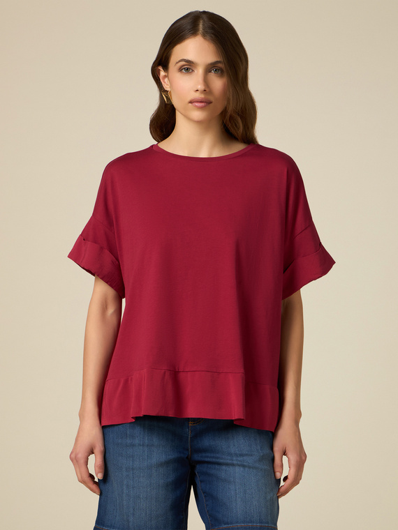 T-shirt with viscose trims