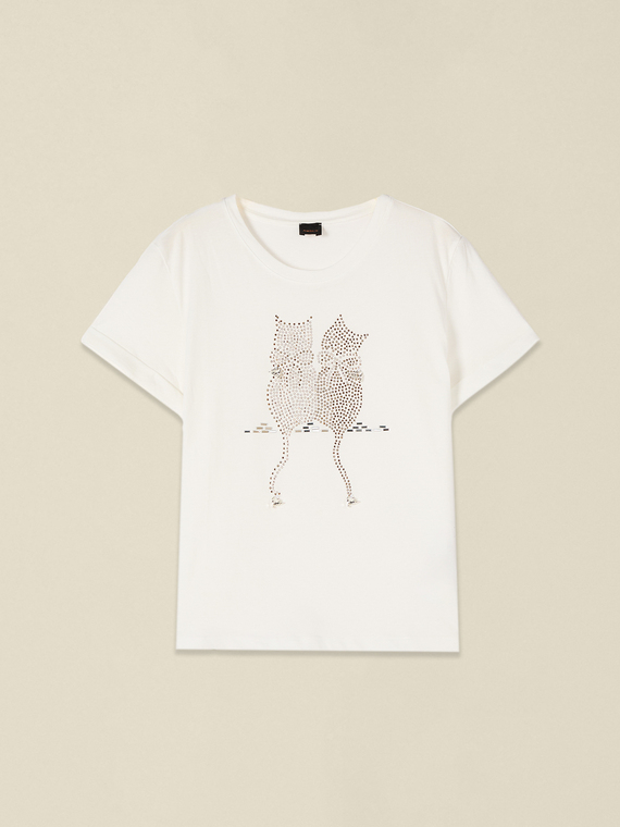 Cotton T-shirt with appliqu&eacute;s