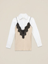 Camisa bimaterial con encaje image number 3