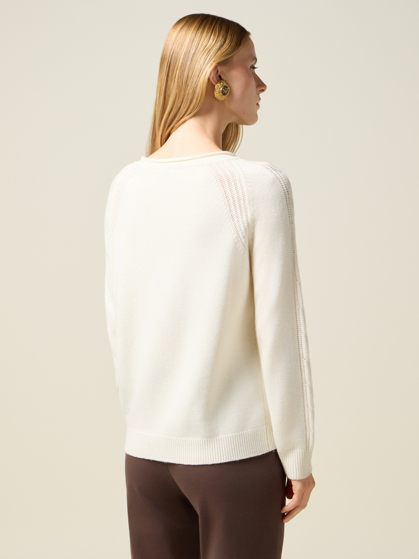 Long-sleeved cashmere blend sweater image number 1