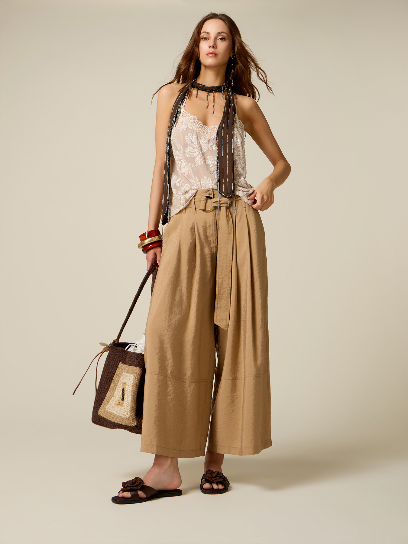Cropped Palazzo-Hose aus Modal-Mischung image number 0