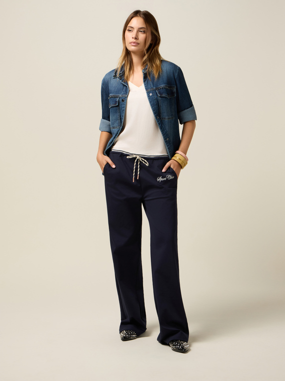 Pantalones jogger palazzo de jersey