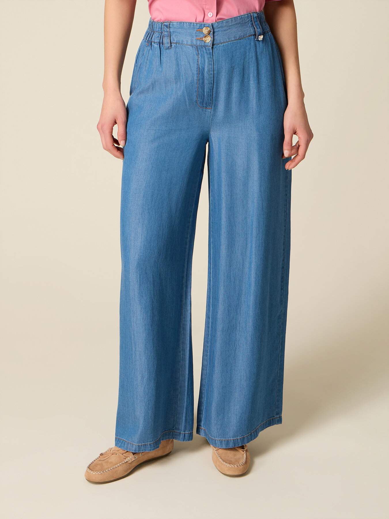 Palazzo pants in Tencel with denim effect image number 3