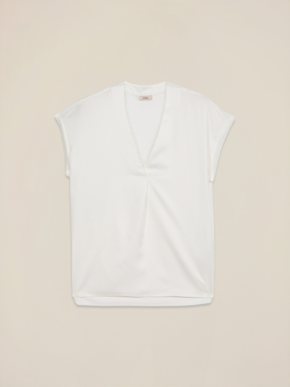 Tricou bimateric cu decolteu &icirc;n V