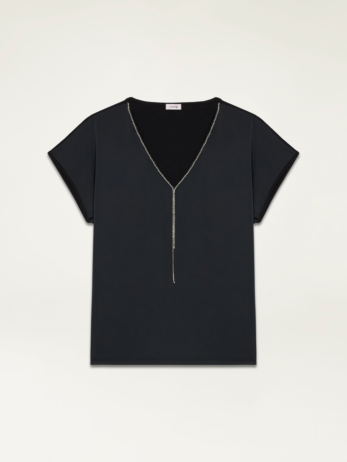 T-shirt bi-mati&egrave;re avec cha&icirc;ne bijou image number 4