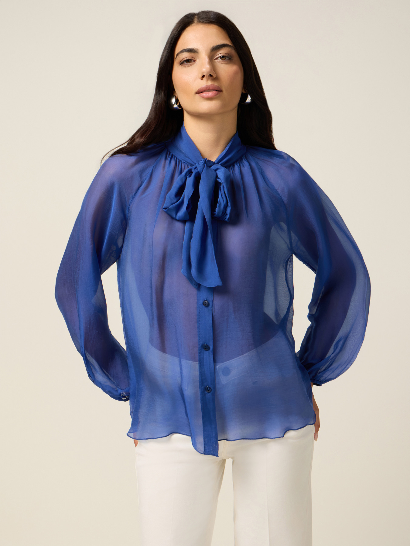 Blusa de voile mezcla de seda image number 0