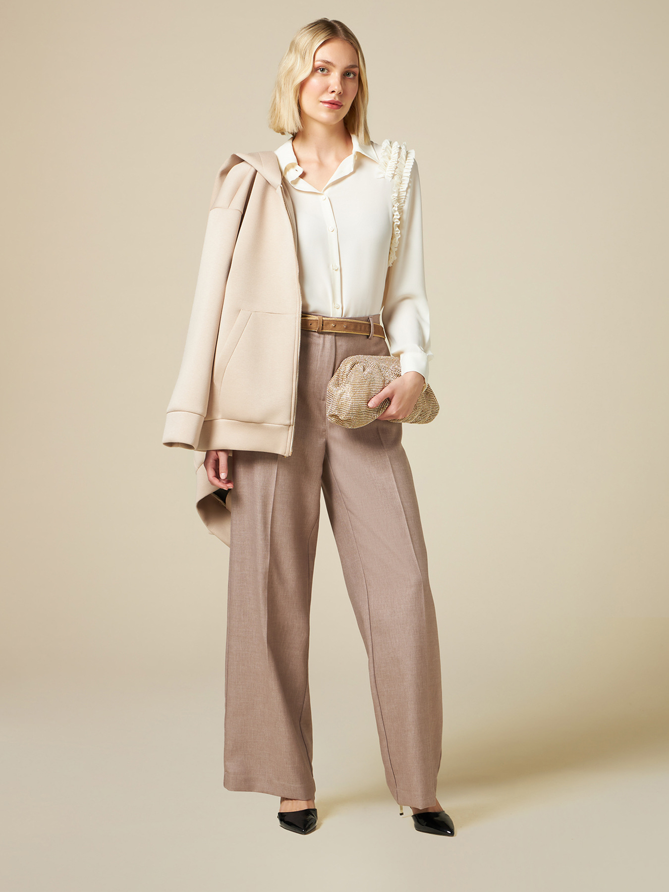 Camisa de georgette con rouches image number 3