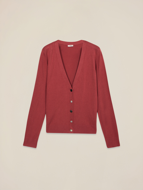 Cardigan col V m&eacute;lange viscose