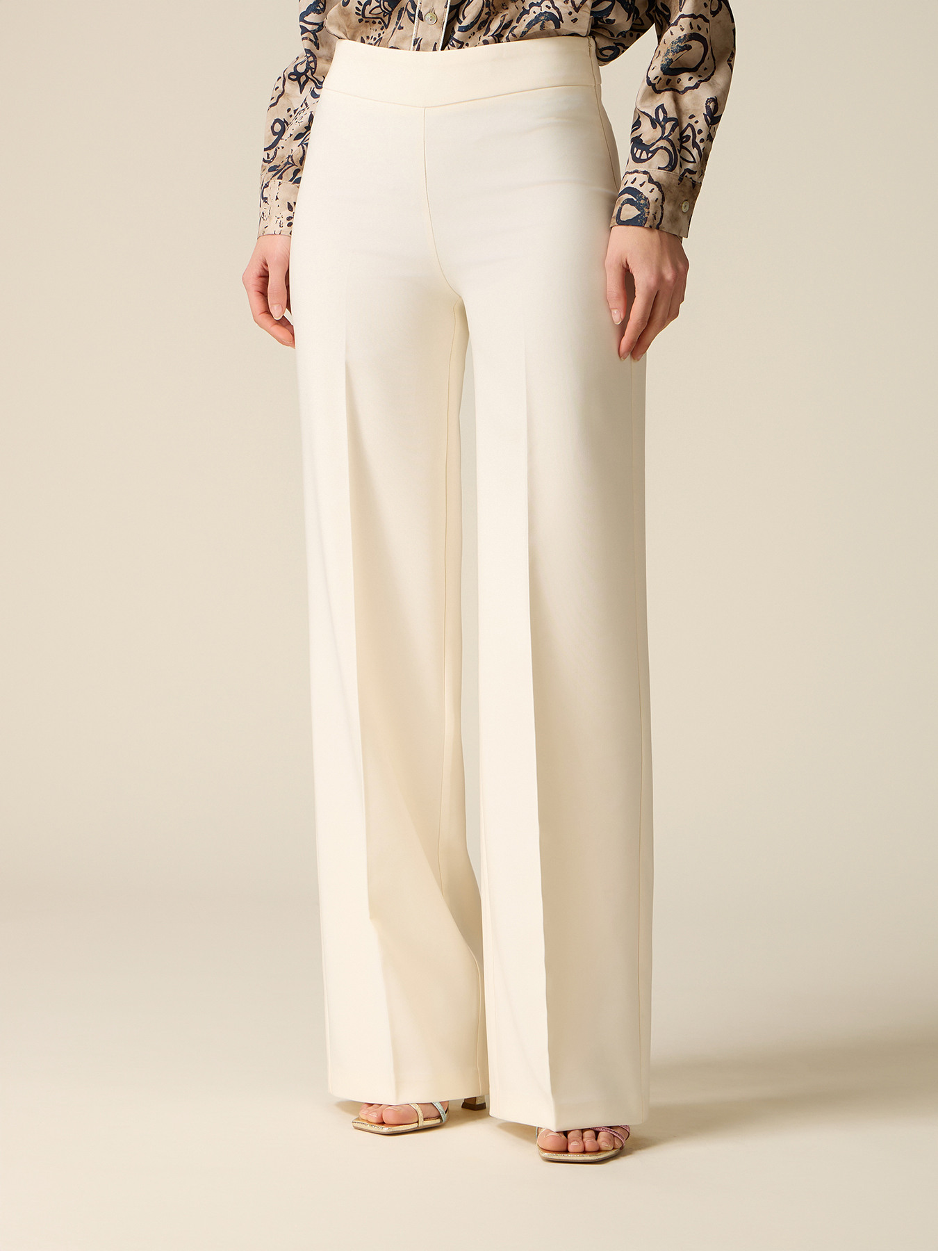 Wide-leg palazzo pants in technical fabric image number 3