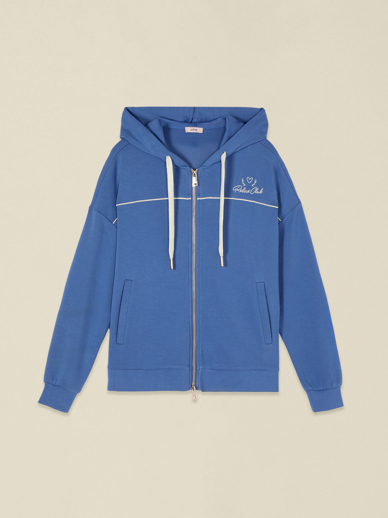 Sudadera con cremallera, capucha y ribete image number 3