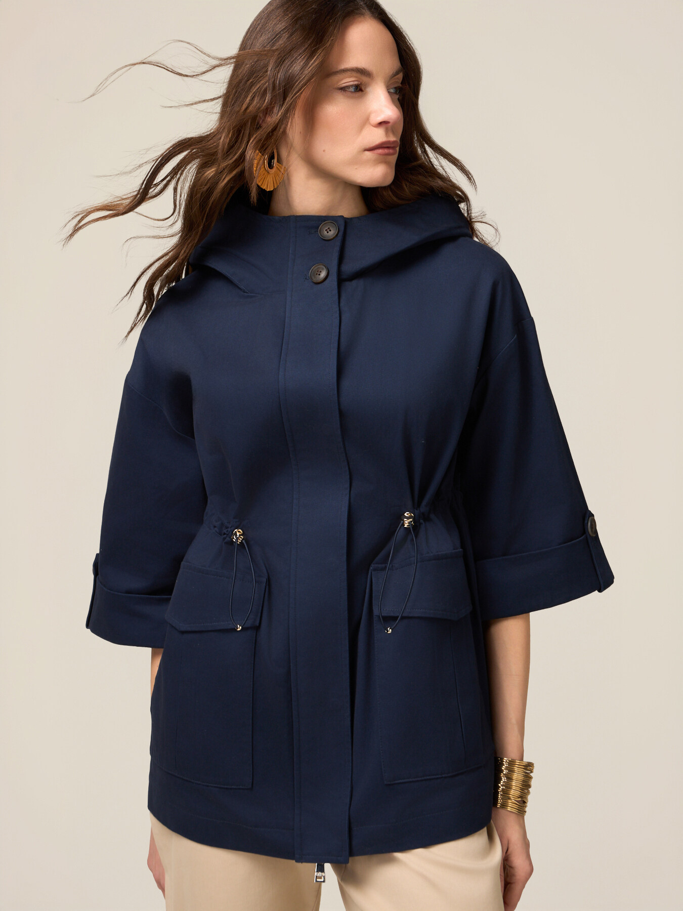 Parka over in cotone con cappuccio image number 0