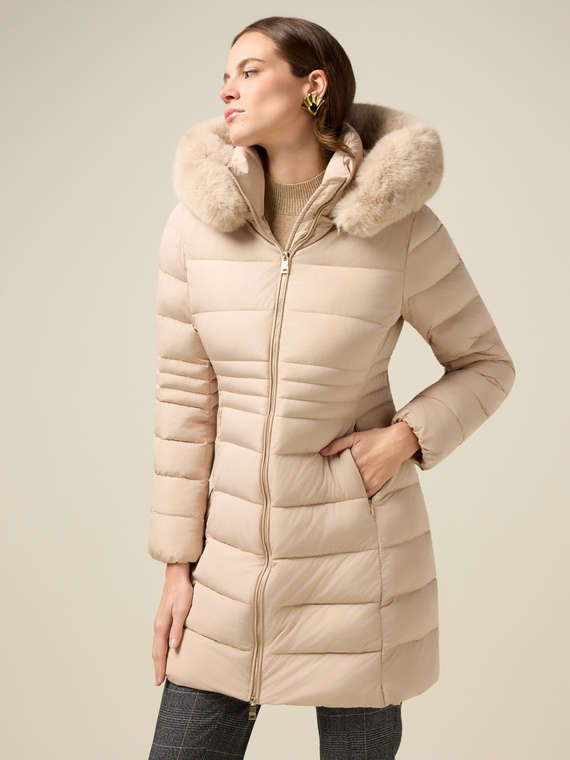 Midi-Daunenjacke mit Kapuze
