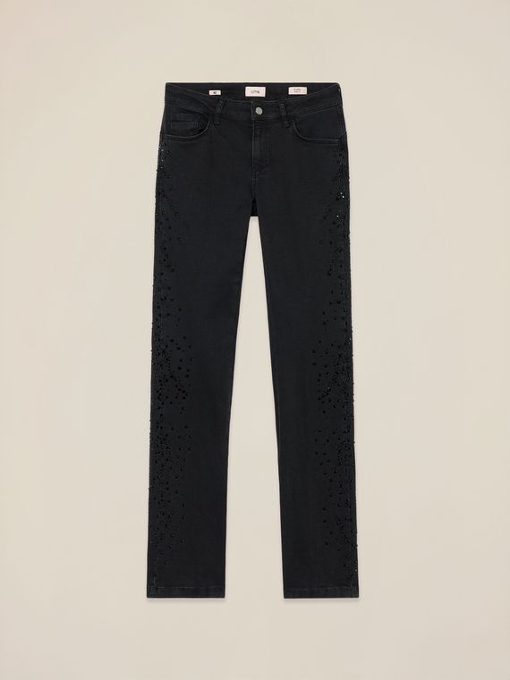 Black jeans with crystals