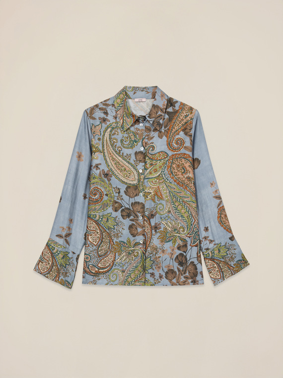 Patterned satin shirt