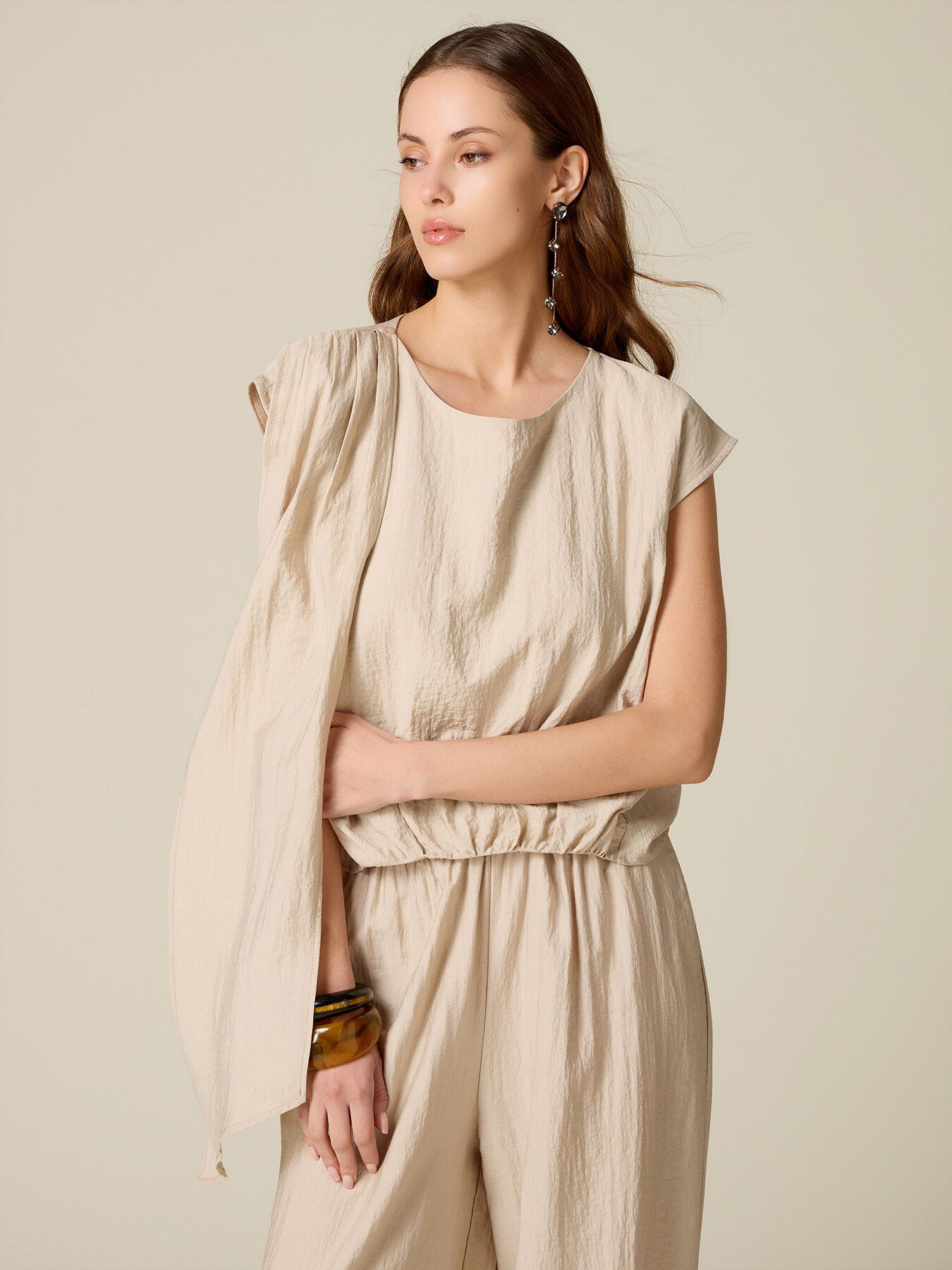 Viscose blend blouse with draping image number 0