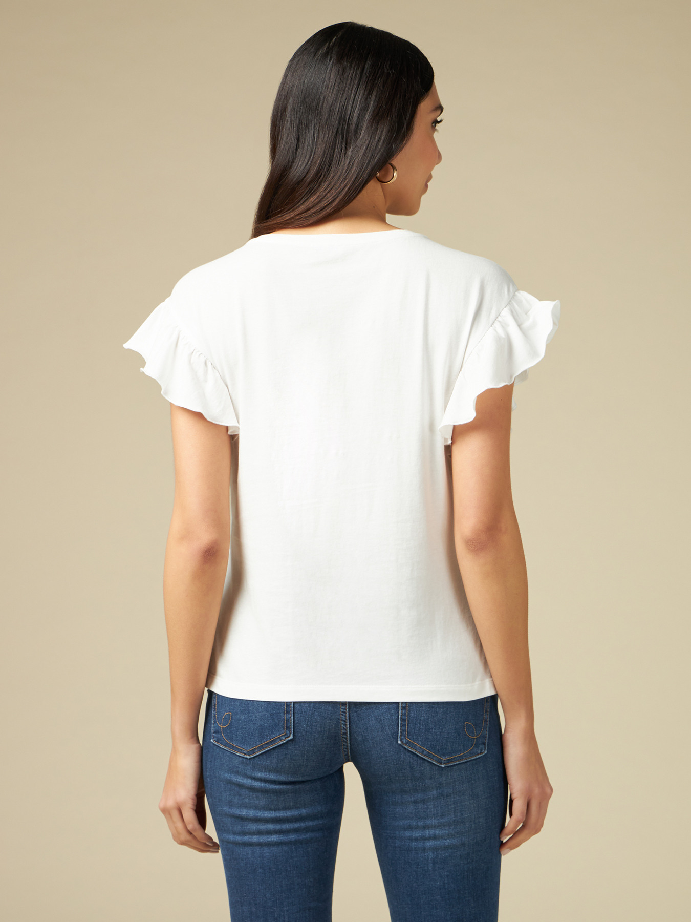 T-shirt con pizzo e applicazioni image number 1