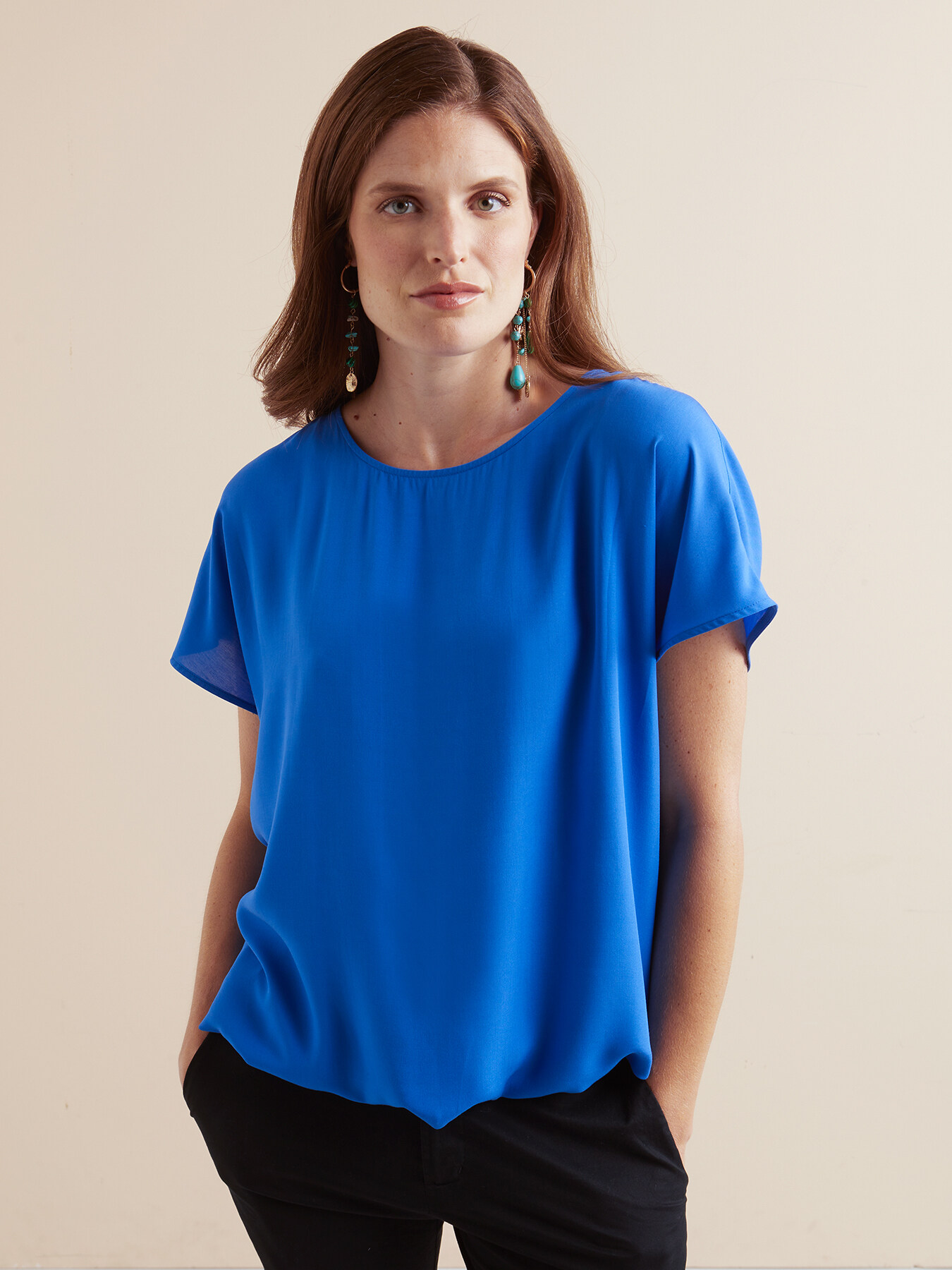 Solid colour viscose blouse image number 0