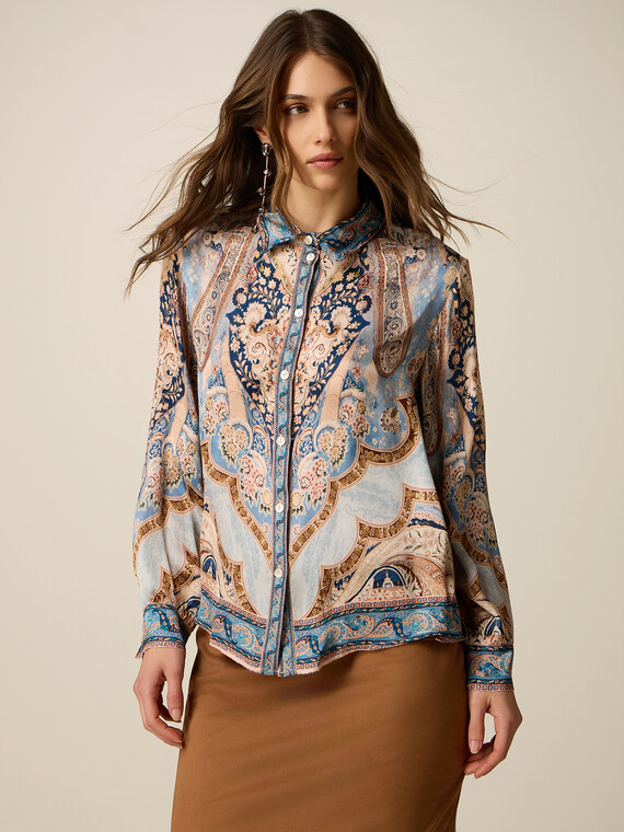 Patterned satin shirt