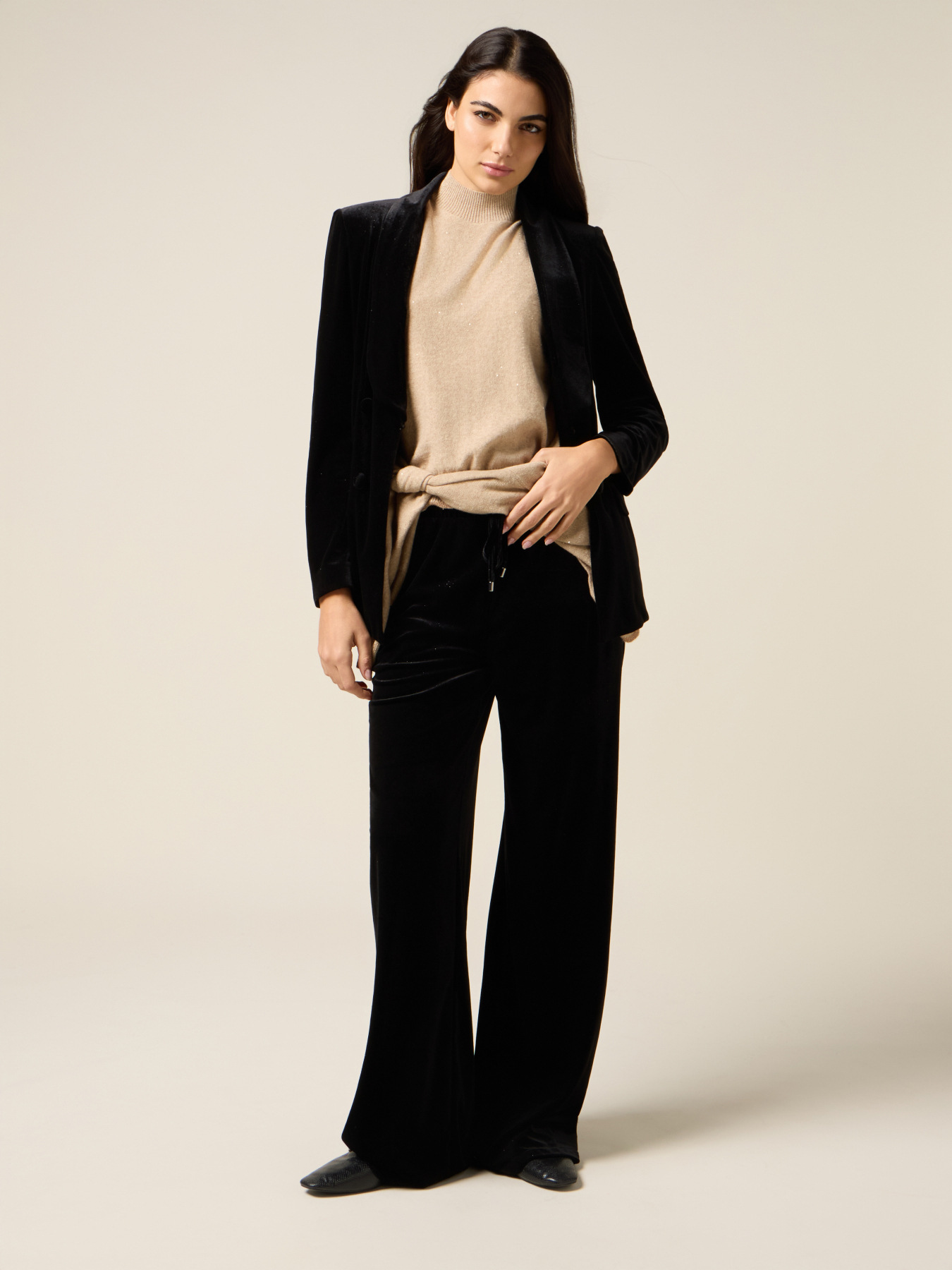 Pantaloni palazzo in ciniglia image number 0