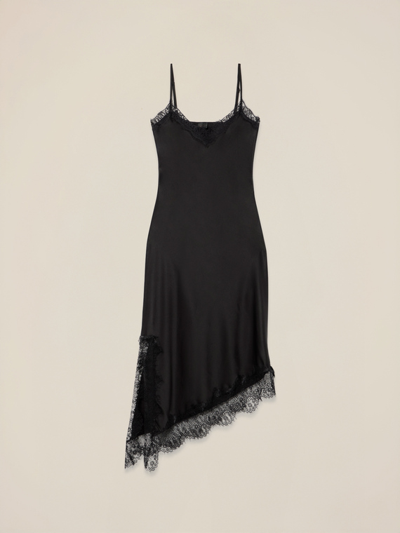 Vestido lencer&iacute;a en raso y encaje