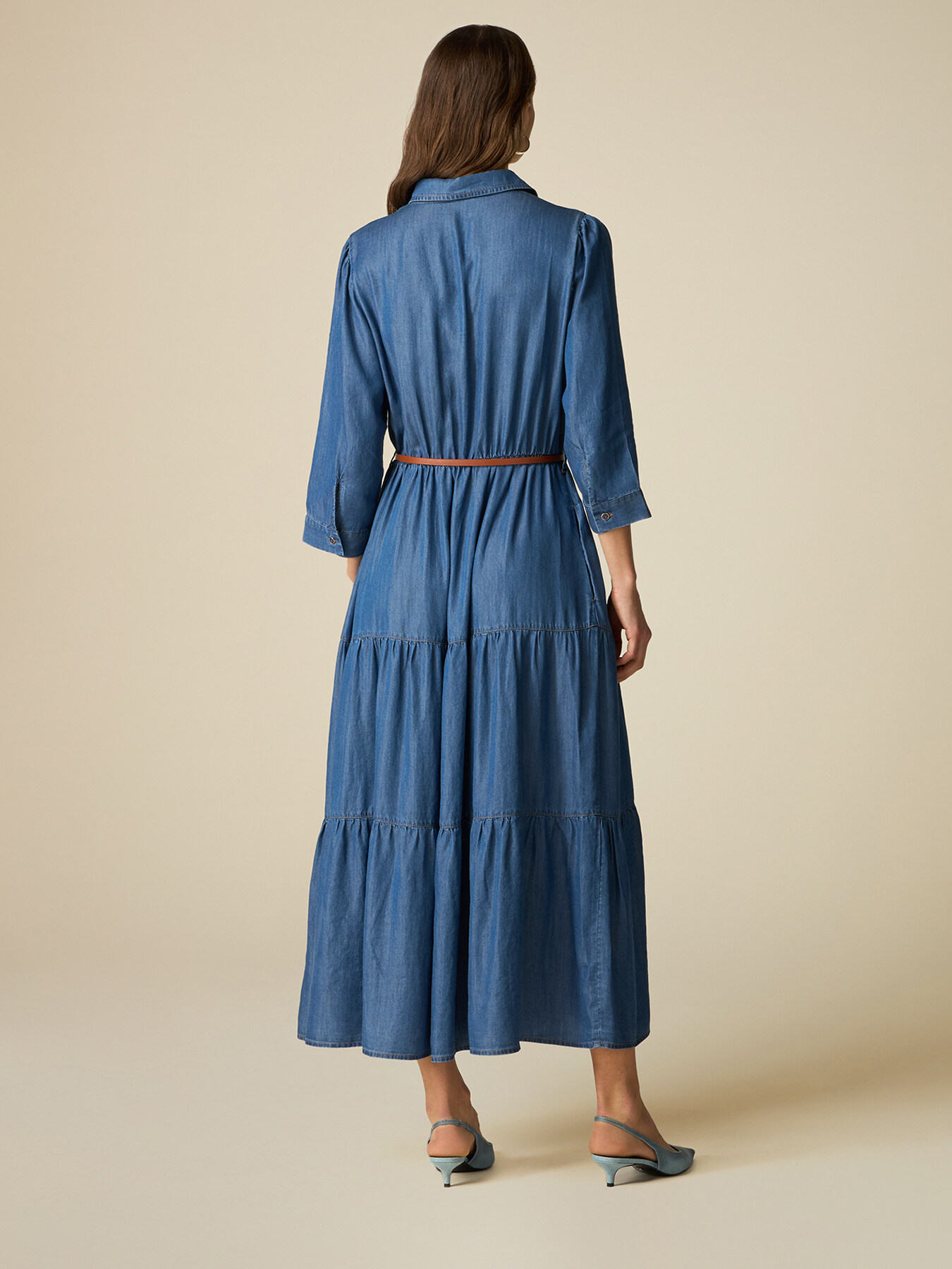 Vestito chemisier lungo in chambray image number 2