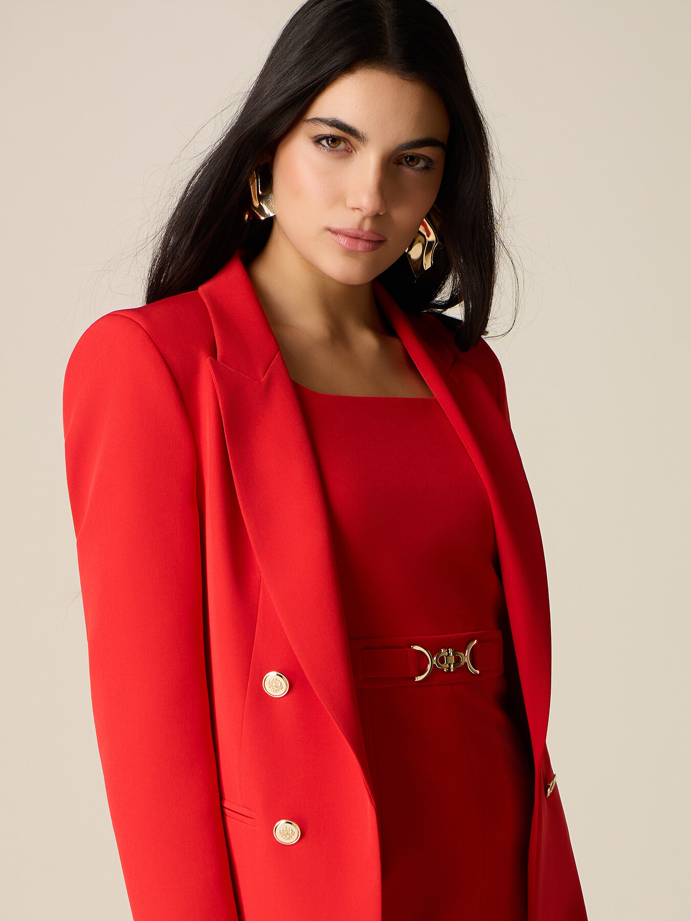 Blazer cu două r&acirc;nduri de nasturi din țesătură tehnică image number 2