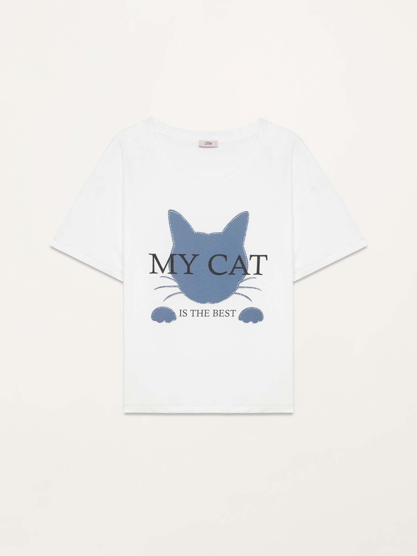 Camiseta de algod&oacute;n con estampado y pedrer&iacute;a image number 3