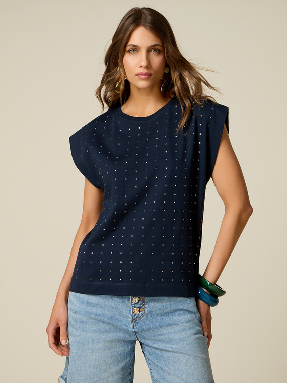 Cotton t-shirt with crystals