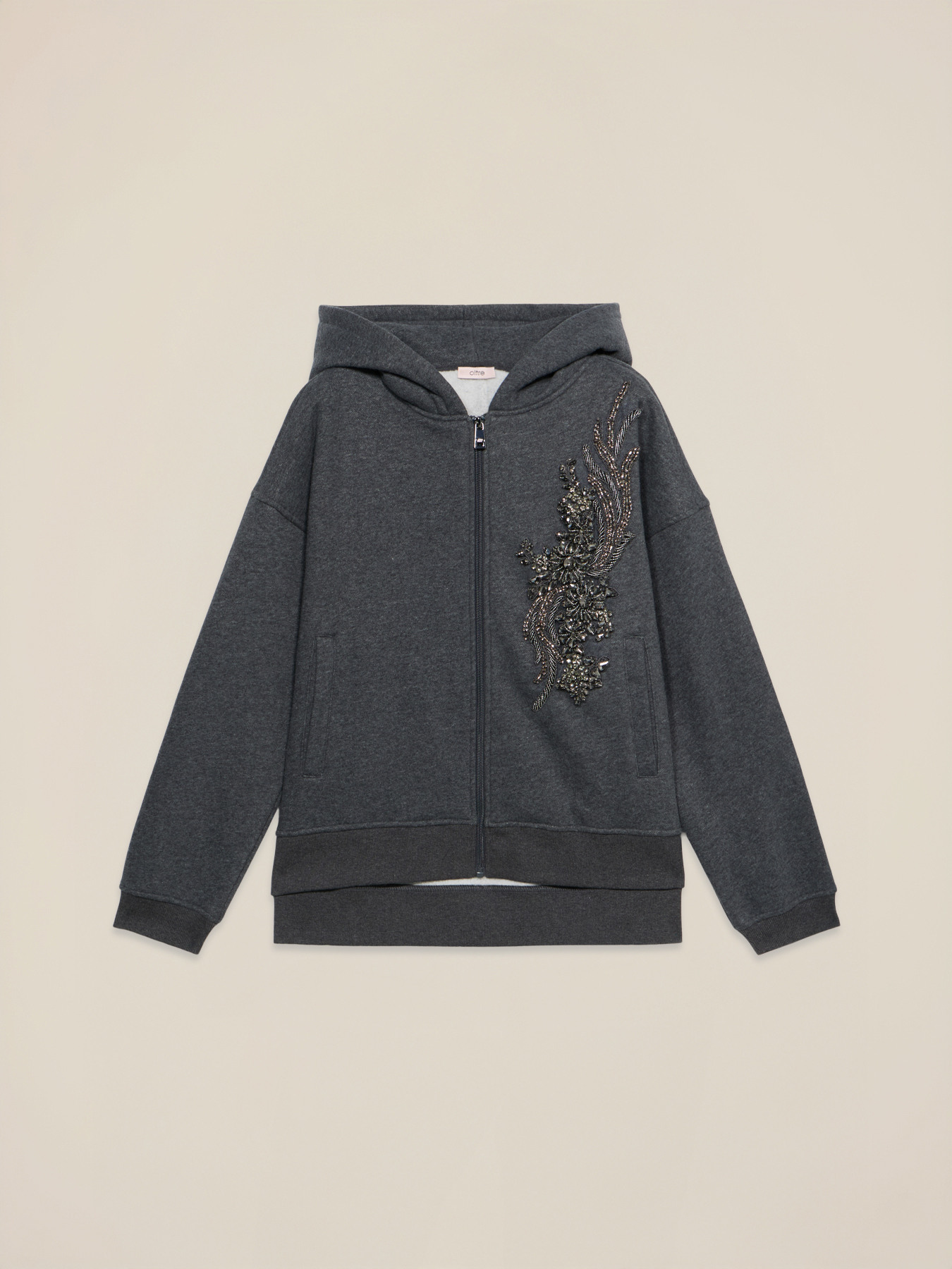 Sweat-shirt ouvert avec application florale image number 4