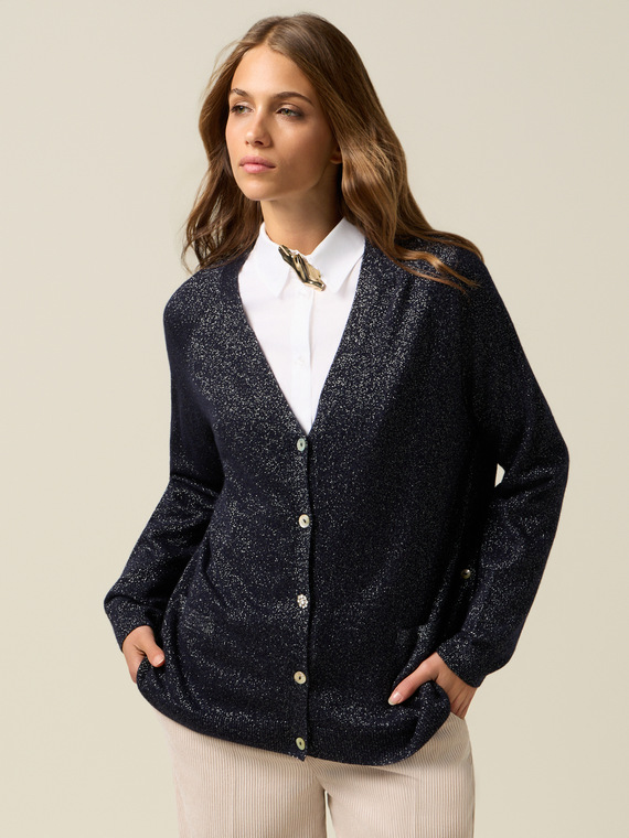 Lurex cashmere blend cardigan