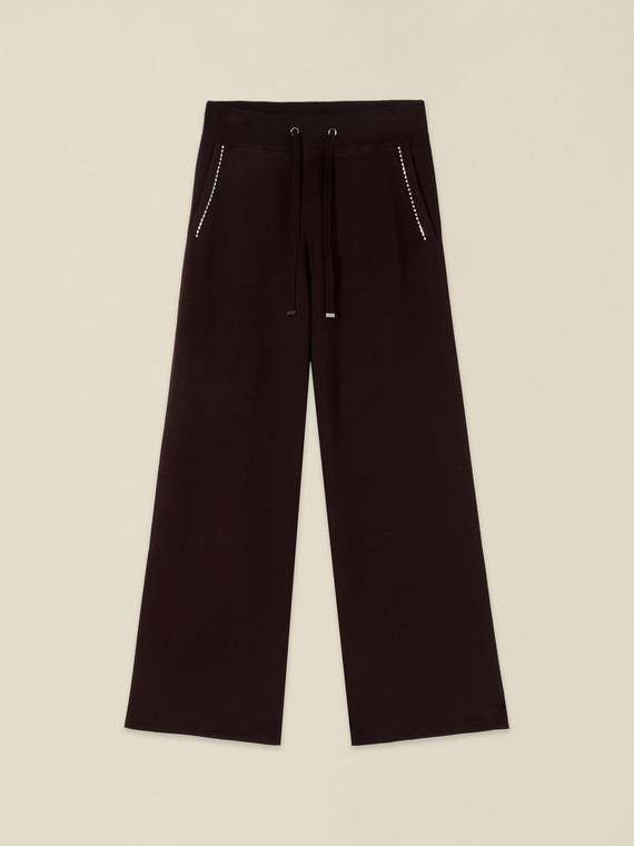 Knitted palazzo pants with stone details