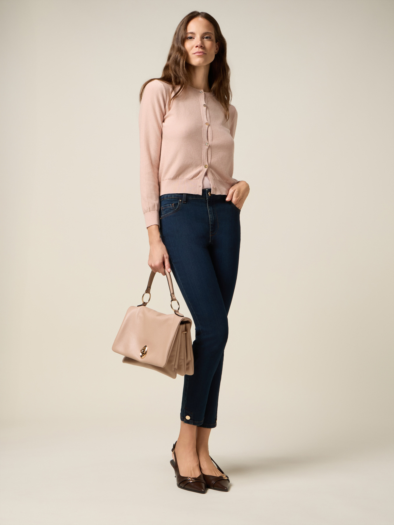 Regular jeans with decorative buttons image number 0
