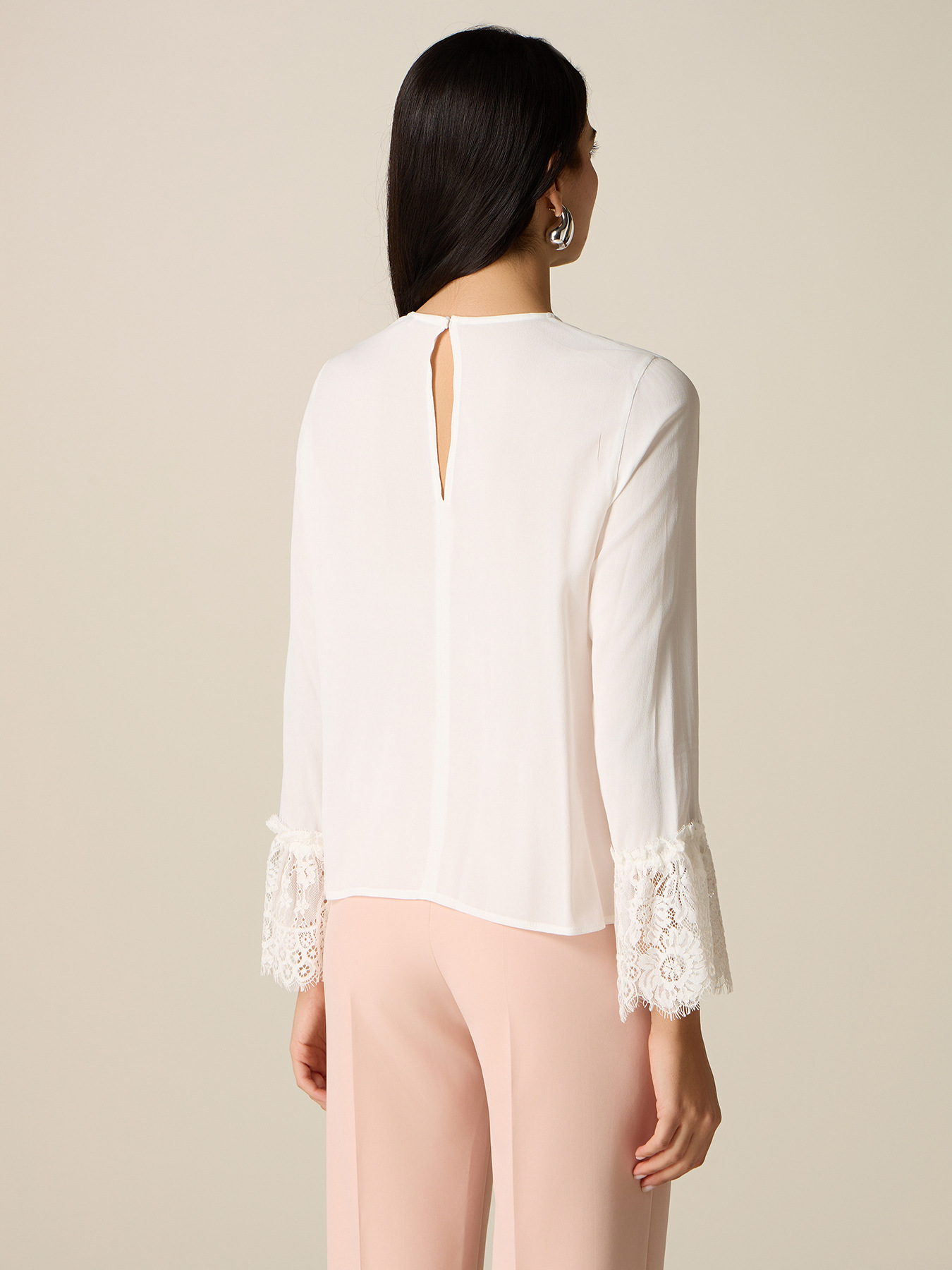Viscose blouse with lace details image number 1