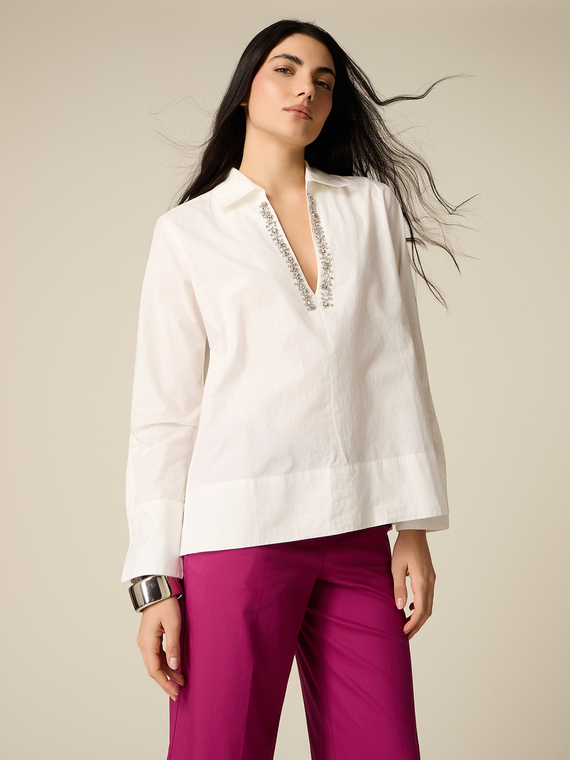 Cotton blouse with crystals