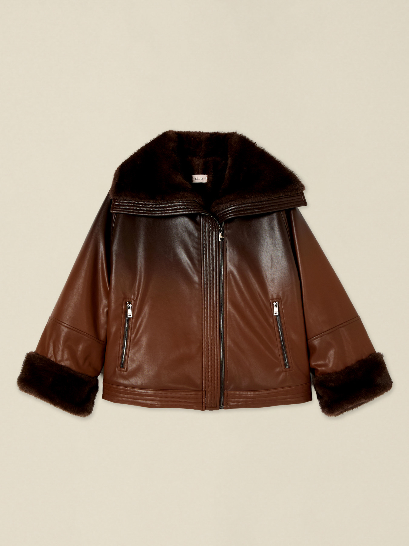 Jacket with faux fur-effect inserts image number 3