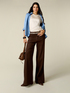 Pantaloni palazzo in twill misto cotone image number 0