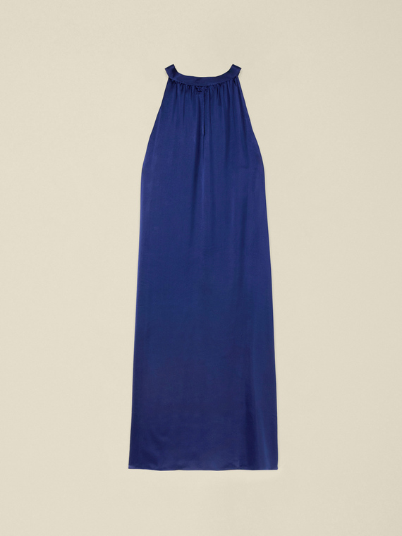 Long A-line dress in satin