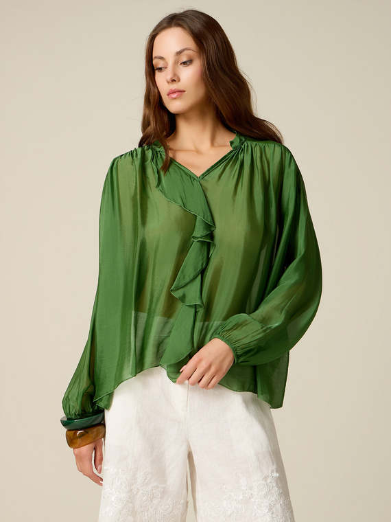 Blusa in voile di seta e viscosa